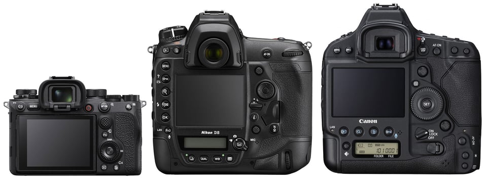 Sony A1 vs Nikon D6 vs Canon 1D X Mark III Back