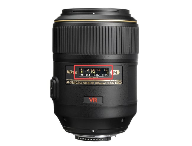 Nikon 105mm macro lens magnification scale