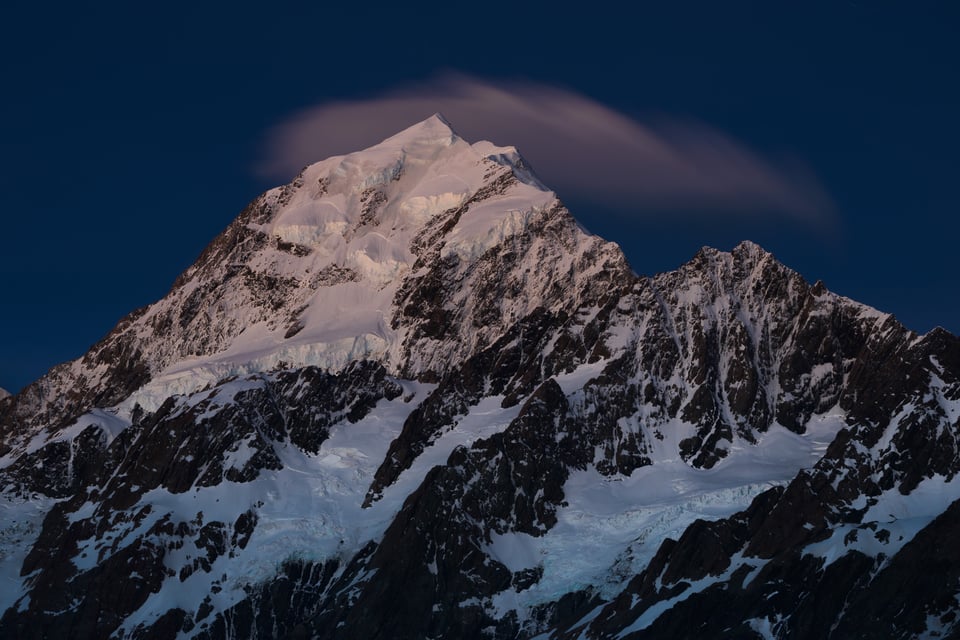 Mountain at blue hour with optimal light