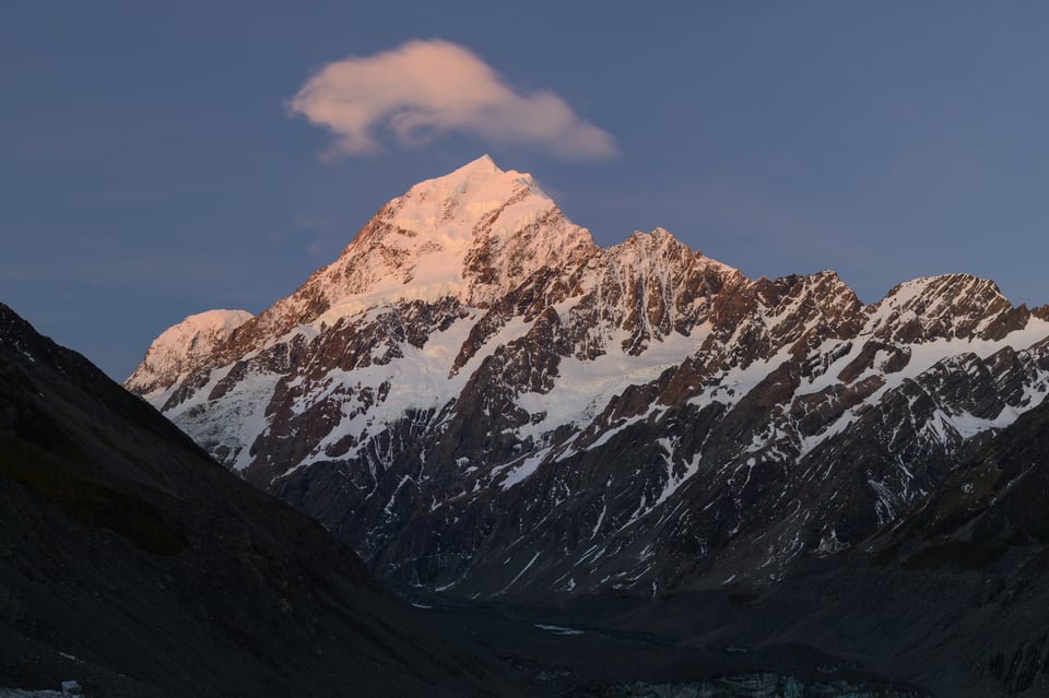 Same mountain later in the day with darker light