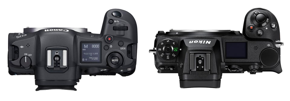 Canon EOS R5 versus Nikon Z7 II Top Panel Controls