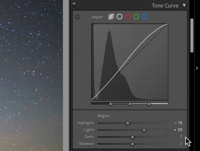 Tone Curve Panel for Astrophotography
