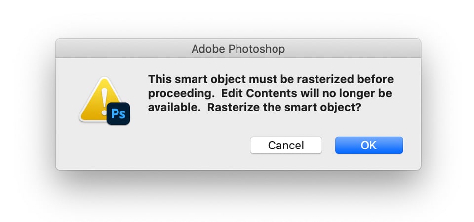 Rasterize Smart Object Photoshop