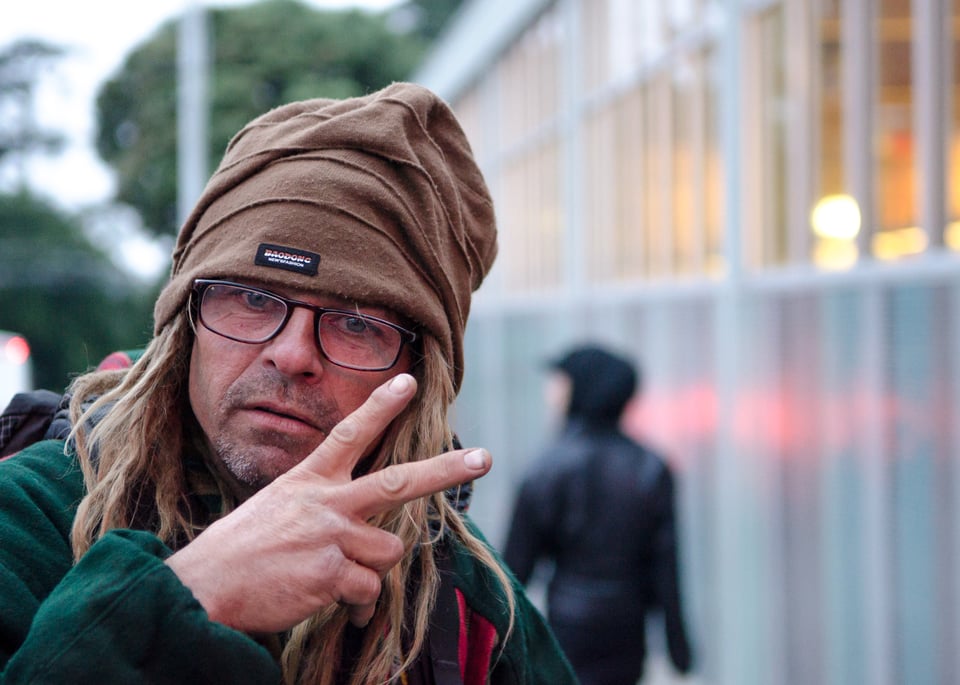 Portrait photo with peace sign