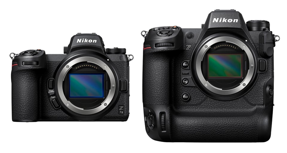 Nikon Z7 II vs Z9 Size Comparison to Scale