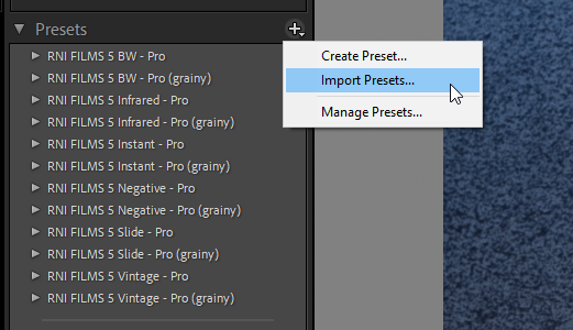 Import Presets