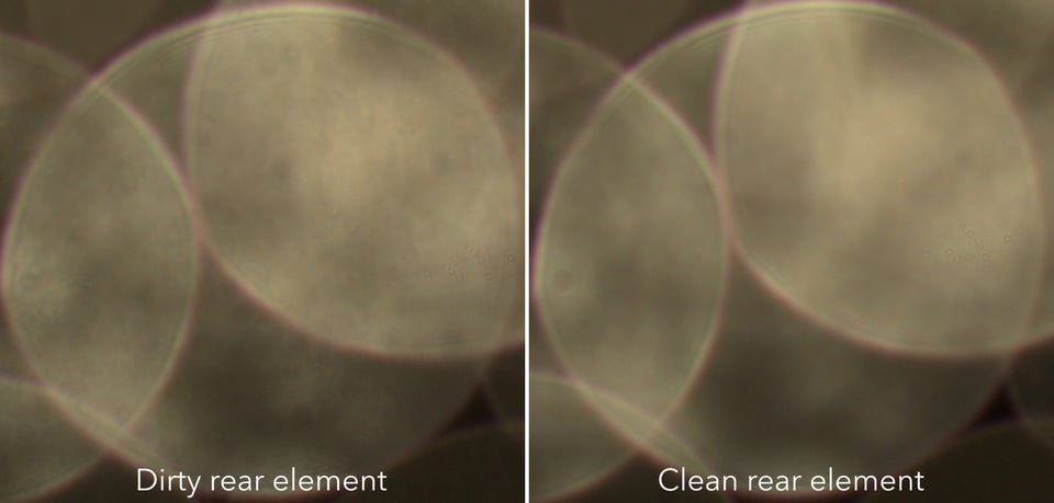 Bokeh circles produced by clean and dirty lens
