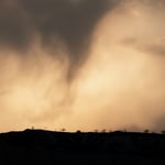 Interesting landscape photo of light and clouds at sunset