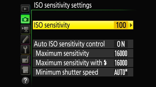 ISO Sensitivity Settings