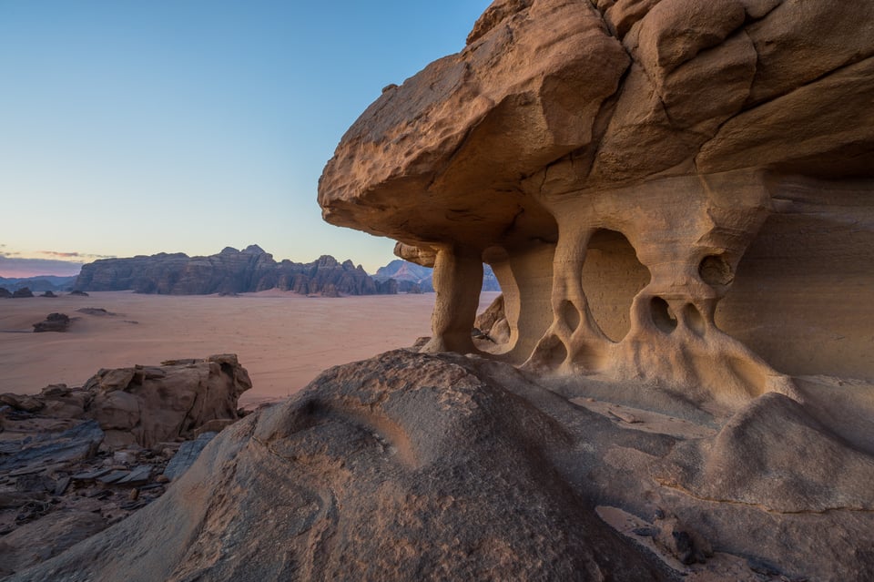 Wadi Rum Rock Formation Textures Sunrise