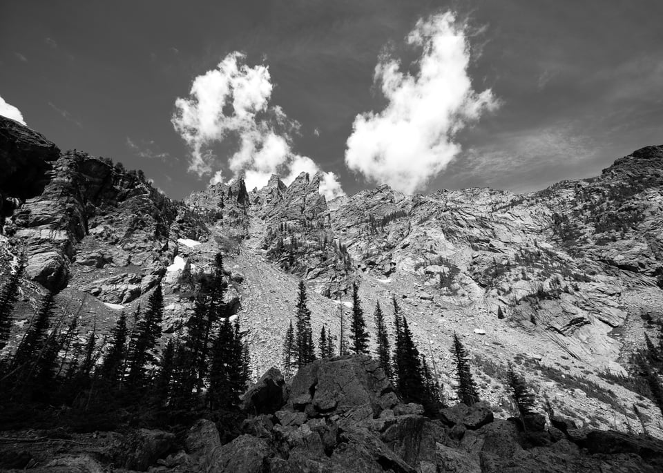 High Contrast Black and White Photo of Mountains in RMNP Nikon Z9 Sample