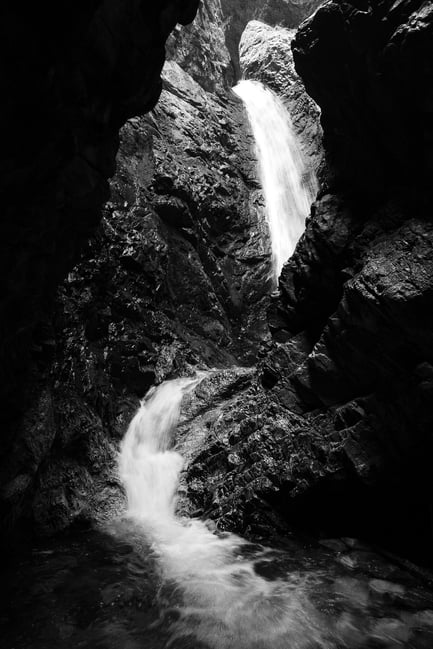 Nikon Z9 Waterfall Landscape Sample Photo Black and White