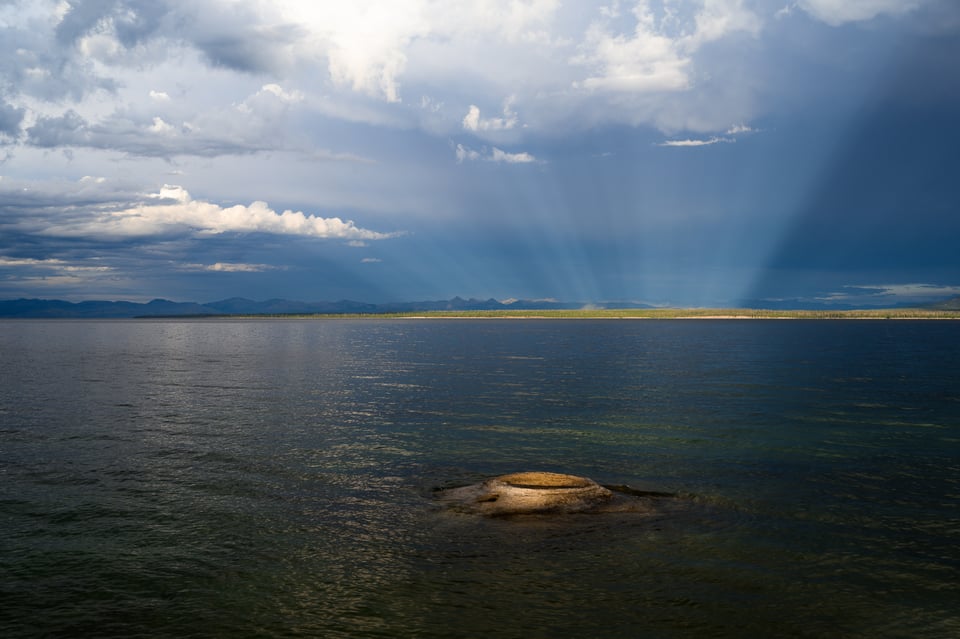 Sunset landscape at Yellowstone Lake