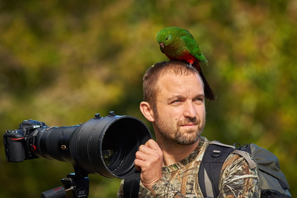 Selfportrait with parrot