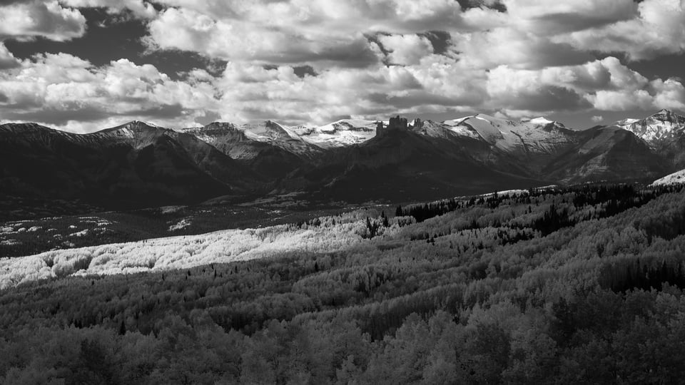 Nikon Z 24-120mm f4 S Sample Image 10 Black and White of Distant Mountain