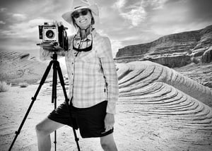 Photo of Dawn Kish and the Tad Nicols camera. Photo by Cierra Murrietta