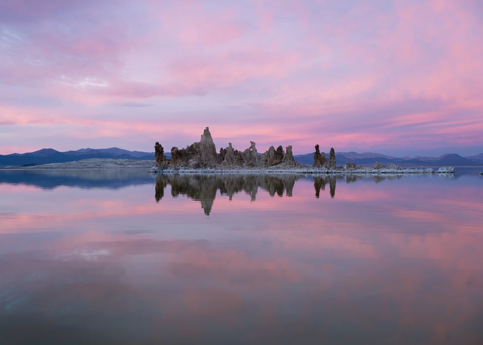 Beautiful Pink Sunset at Mono Lake