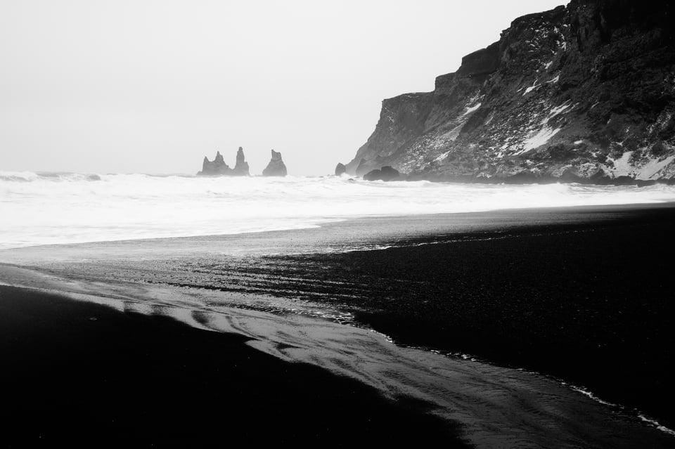 Black and White Landscape Vik Iceland Nikon Z 28mm f2.8 Review
