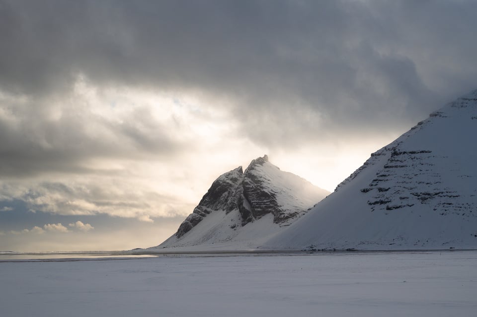 Iceland Mountain with Sunset Light