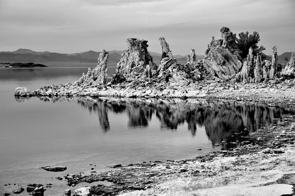 Black and White Mono Lake Tufa Photo