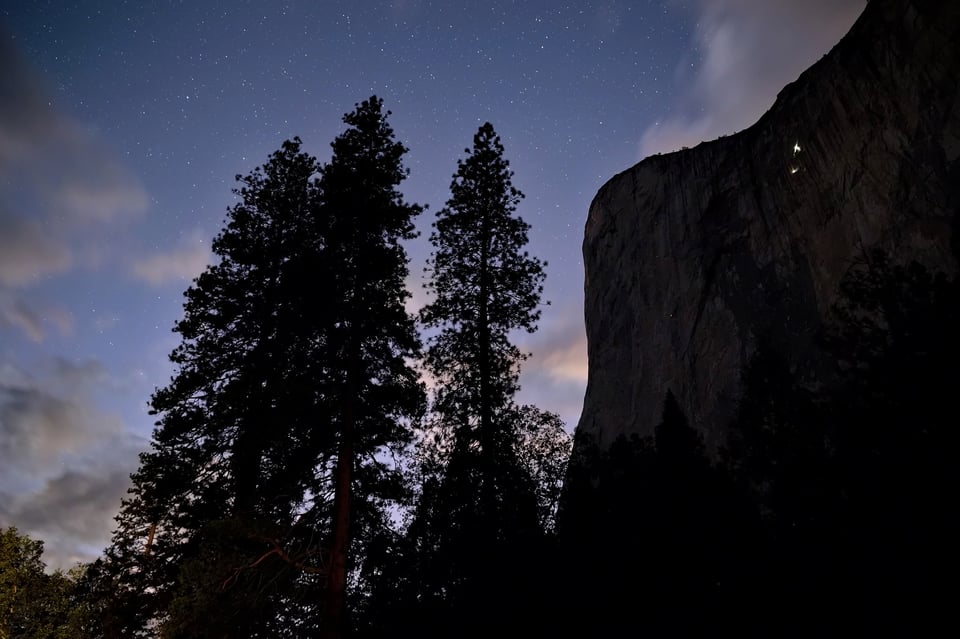 Climbers on El Capitan at Night with Stars Nikon Z 28-75mm f2.8