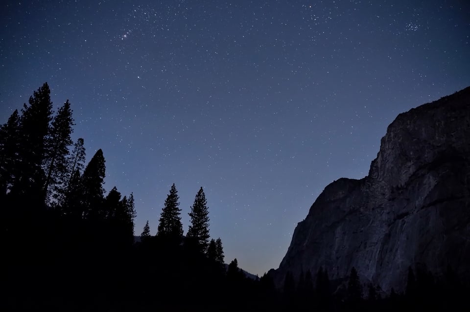 Yosemite Valley at Night Stars Astrophotography