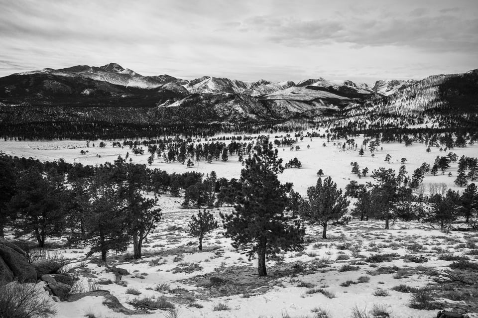 Rocky Mountain National Park Overlook Black and White Nikon Z 17-28mm f2.8 Review