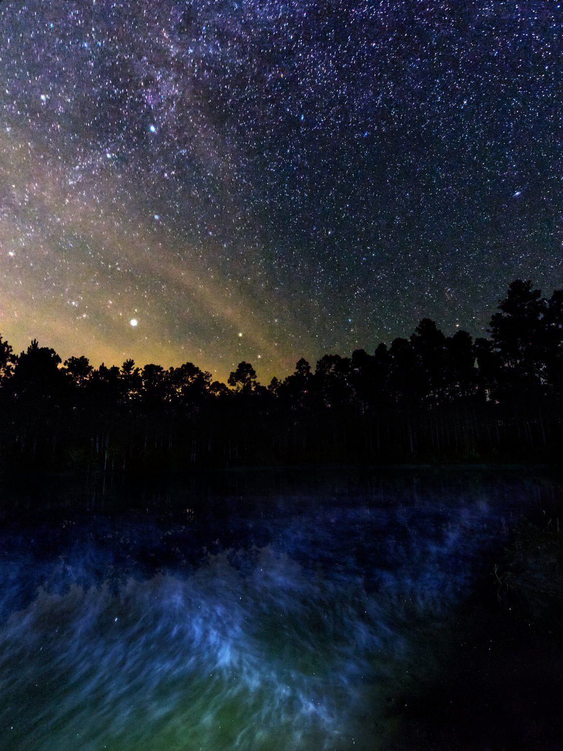 Fog on a pond at night taken with the Olympus M.zuiko 9-18mm f4-5.6