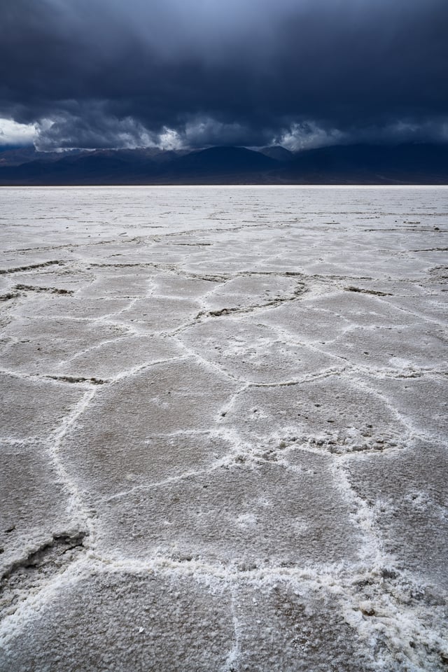 Storm in Death Valley Salt Flats Badwater Basin
