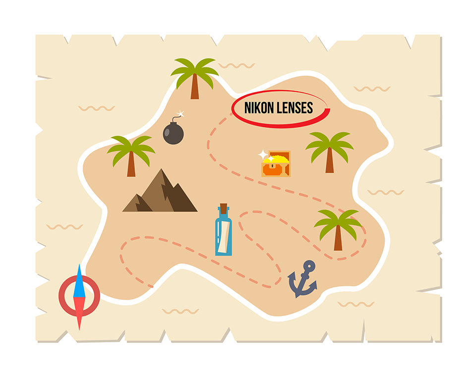 Nikon-lens-roadmap-illustration-pirate-map-fun