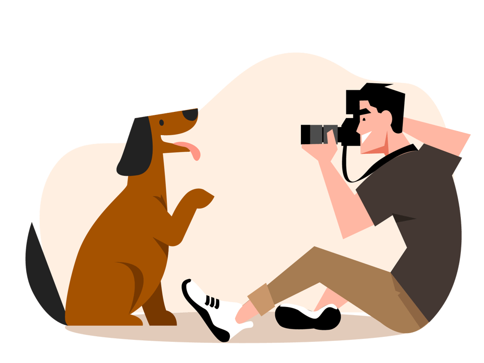 Photographer-taking-pictures-of-a-dog-illustration
