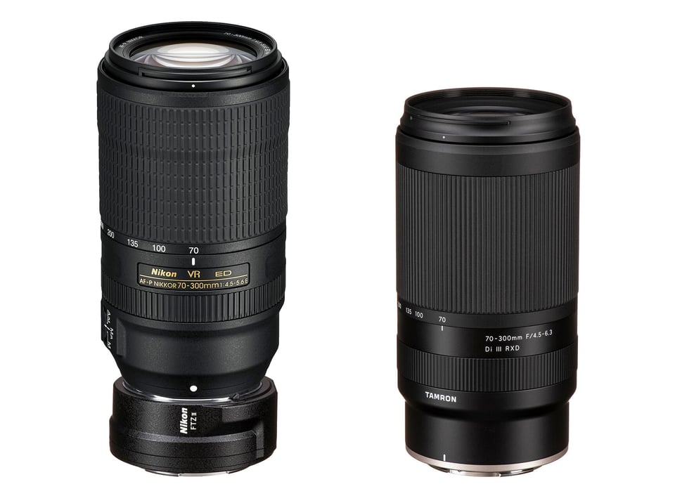Nikon AF-P 70-300mm 4.5-5.6E vs Tamron 70-300mm 4.5-6.3 Size Comparison
