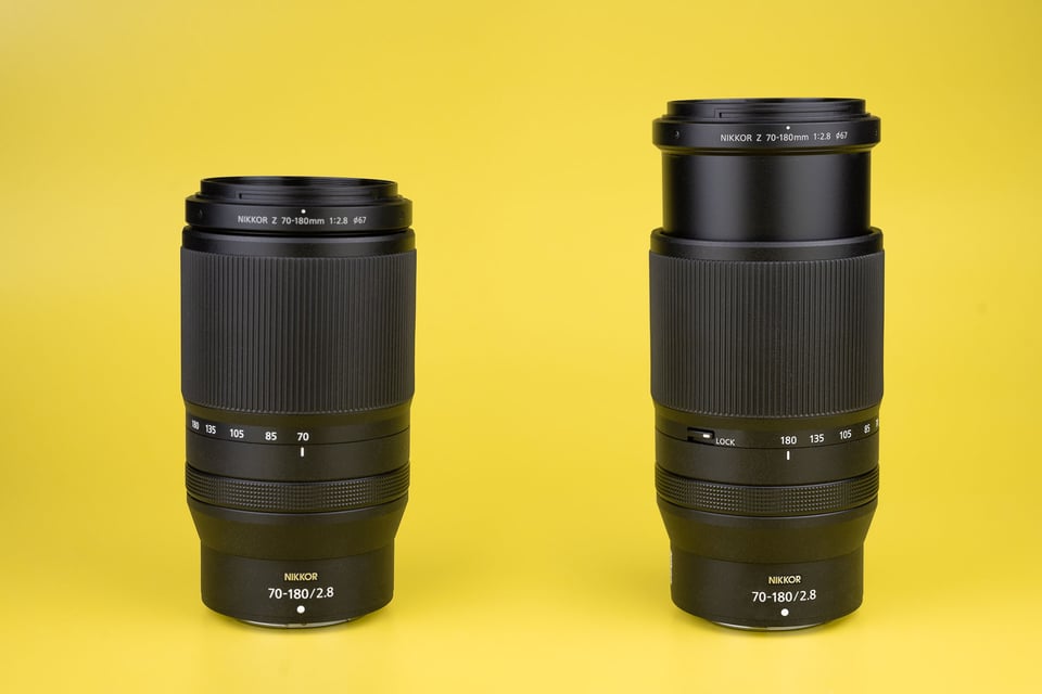 Nikon Z 70-180mm f2.8 Product Image External Zoom 70mm vs 180mm