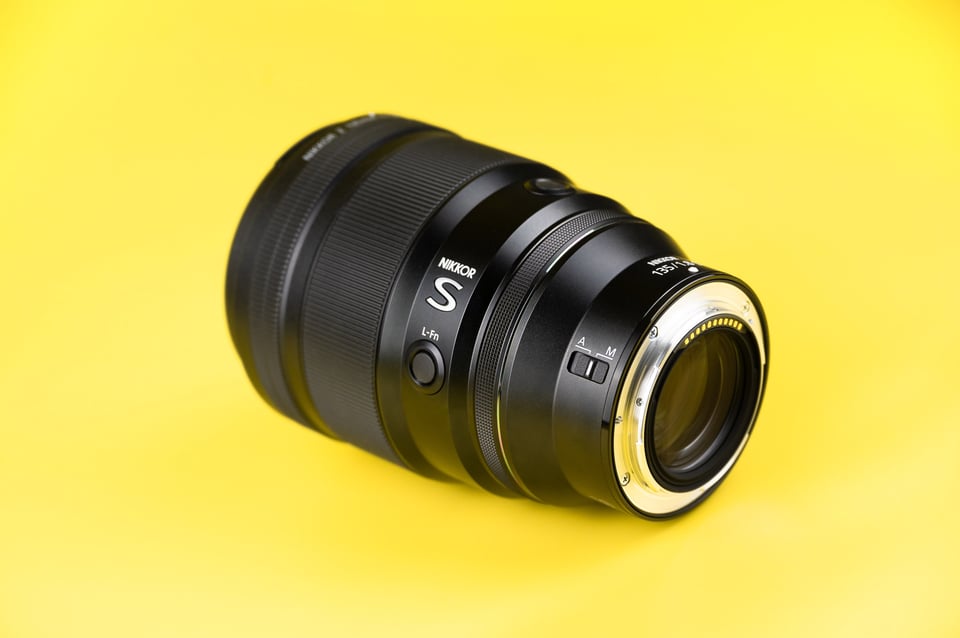 Nikon Z 135mm f1.8 Plena Product Photo with Rear Element and Controls