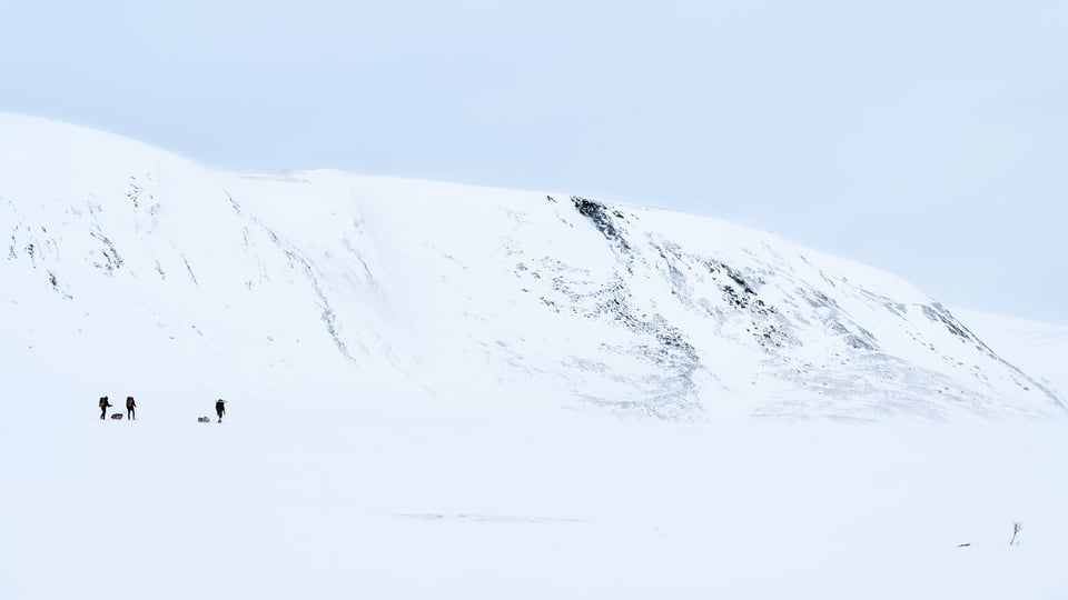 Hikers looking for a bivouac place in Dovrefjell