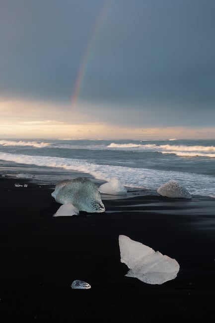 Jokulsarlon Beach Rainbow