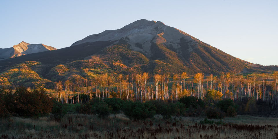 Fall Colors Sunset Panorama Blue Sky