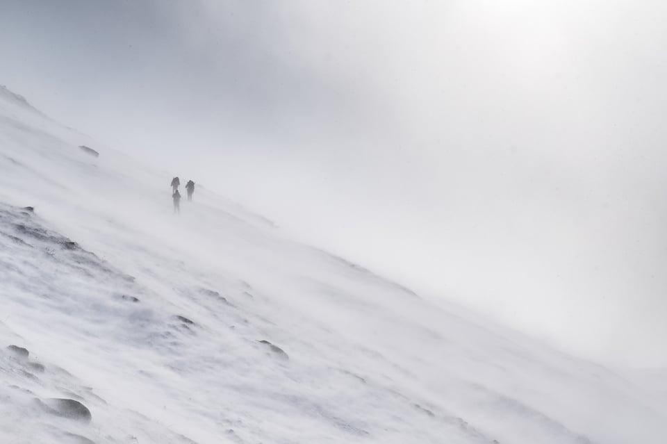 Hikers in the storm