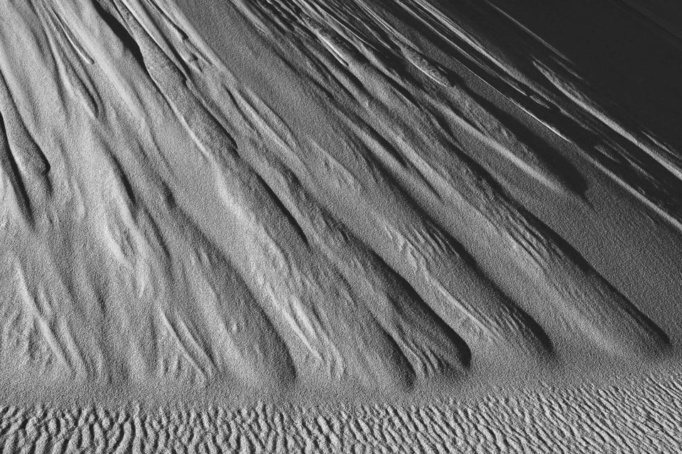 Sand Dunes BW Abstract on Cloudless Day