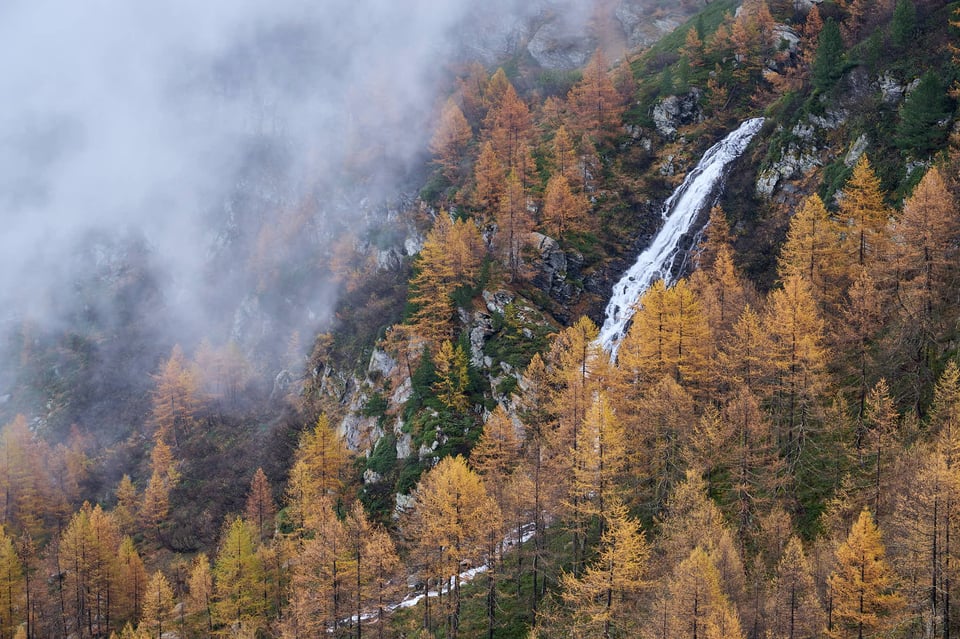 Autumn and waterfall
