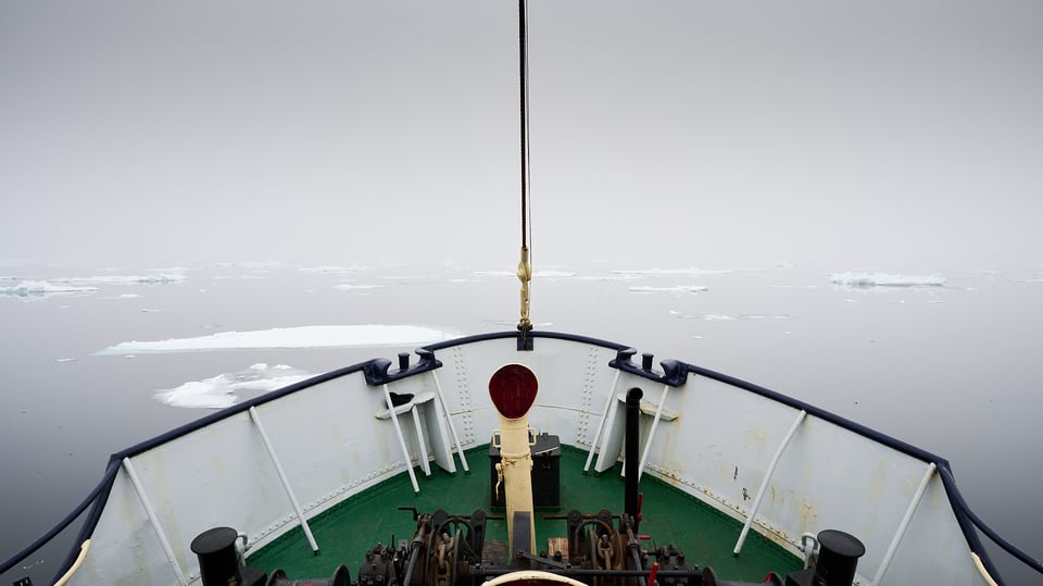 Sailing thru some ice pieces