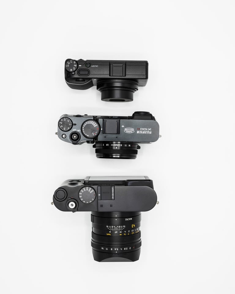 From top to bottom Ricoh GR IIIX, Fuji X100VI, Leica Q3 43