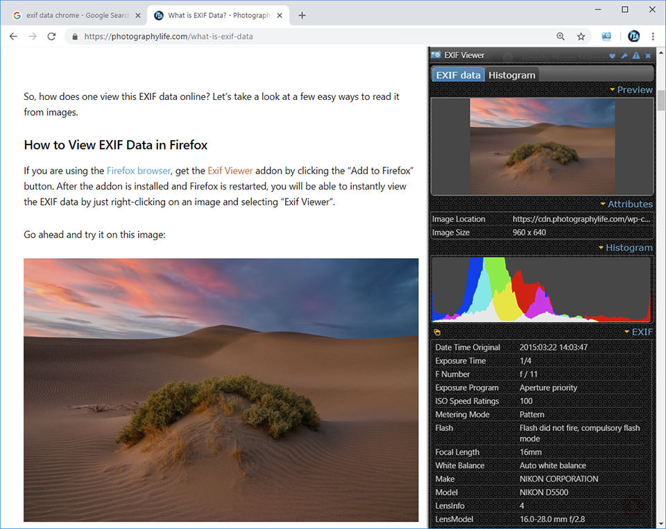 exif data viewer chrome