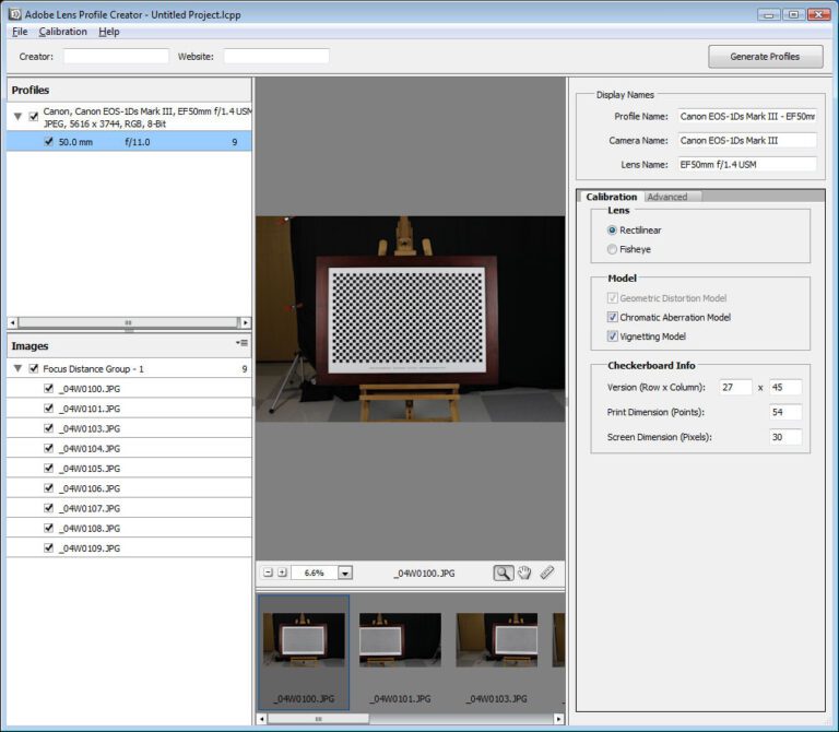 Adobe lens profile creator как работать