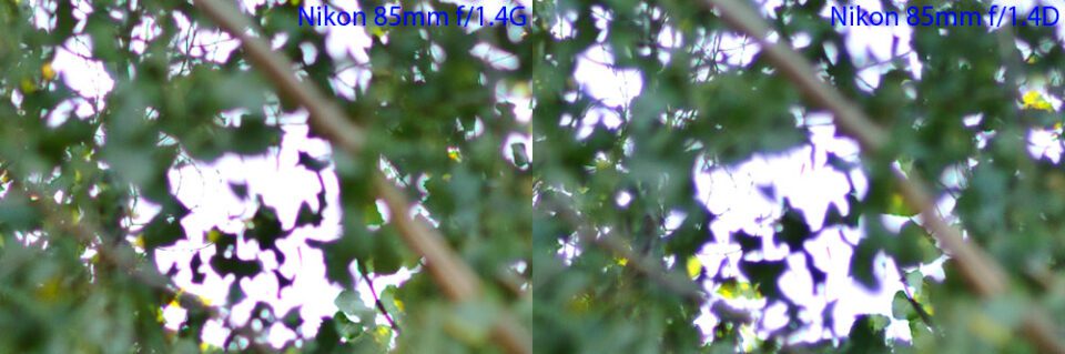 Nikon 85mm f/1.4G vs Nikon 85mm f/1.4D Chromatic Aberration