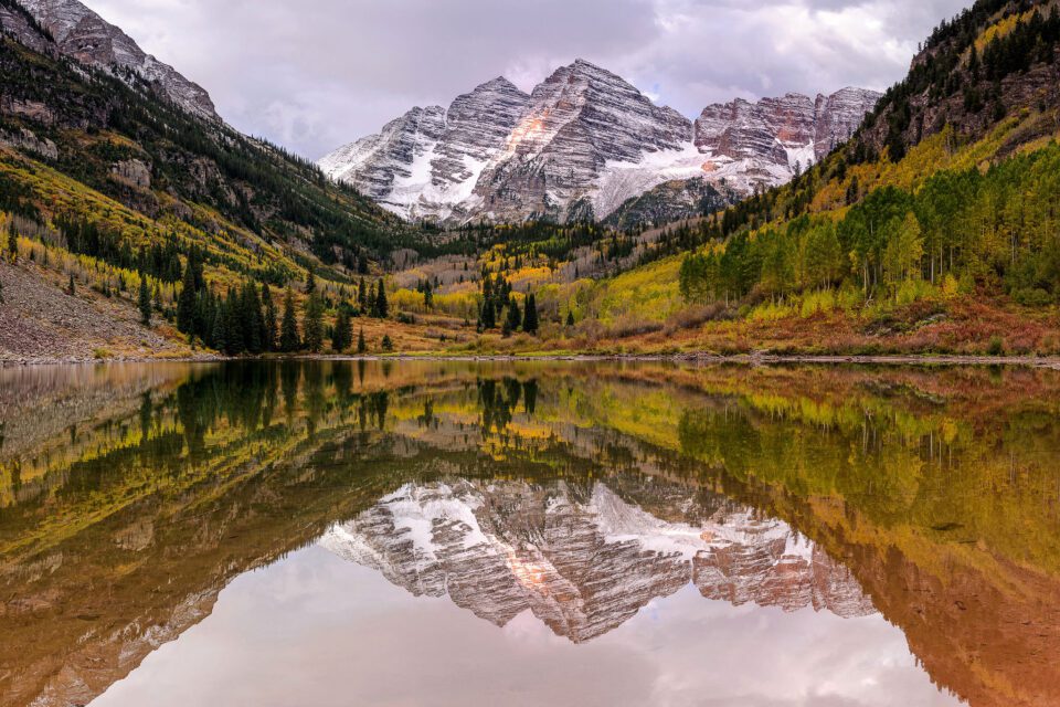 Maroon Bells with Snow