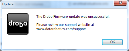Drobo Firmware Update was Unsuccessful