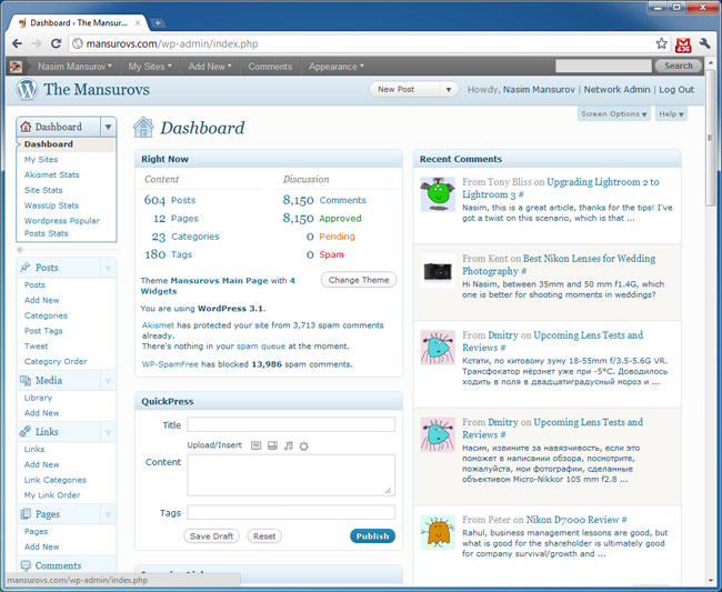 WordPress Dashboard