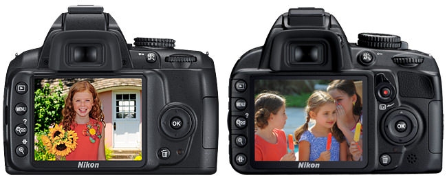 Nikon D3000 vs Nikon D3100 back