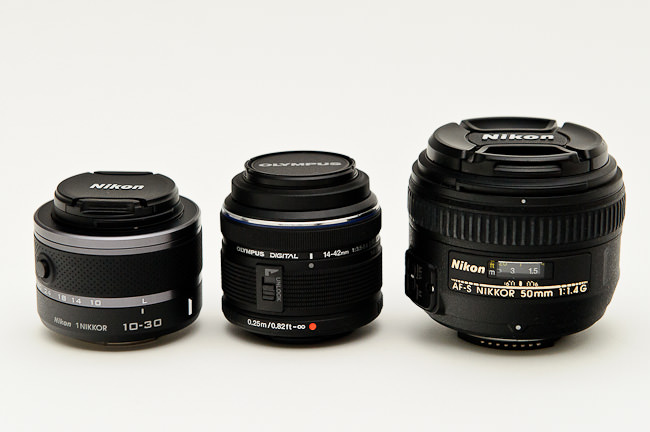 Nikon 1 10-30mm vs Zuiko 14-42mm vs Nikon 50mm f/1.4G